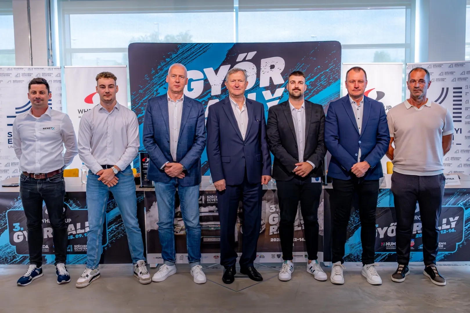 Participants of the press conference: Gergely Németh, Dávid Faltusz, Tamás Őry, Professor Ferenc Friedler, Gergő Lőrincz, Zoltán Szujó and Attila Rongits (Photo: András Adorján)